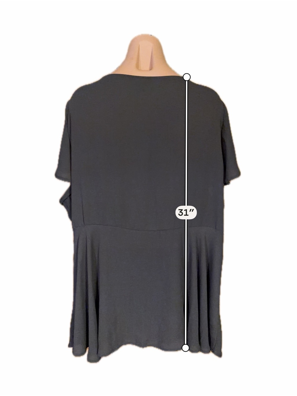 Torrid Women’s 3X Dark Gray V Neck Empire Waist Flutter Sleeve Peplum Blouse Top - Picture 8 of 9
